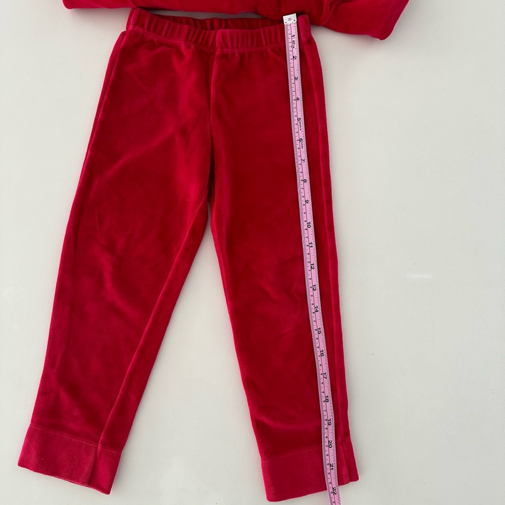 JACADI red velours pajamas with tartan collar in size 4 - Picture 10 of 13